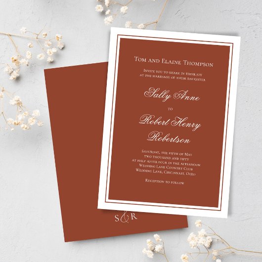 Elegant Wedding Calligraphy Burgundy Script  Kaart