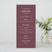 Elegant Wedding Calligraphy Burgundy White Dinner Menu (Staand voorkant)