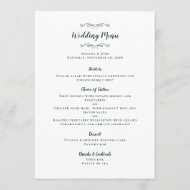 Elegant Wedding Calligraphy Emerald Green Dinner Menu