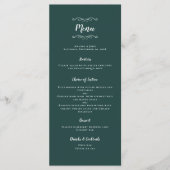 Elegant Wedding Calligraphy Emerald Green Dinner Menu (Voorkant)