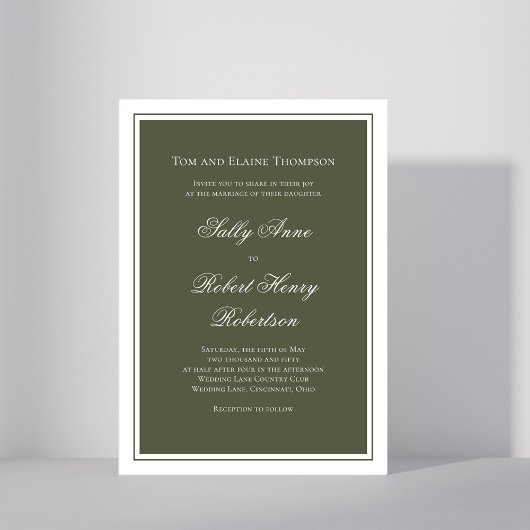 Elegant Wedding Calligraphy Green Script  Kaart