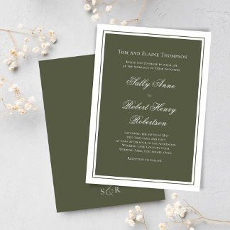 Elegant Wedding Calligraphy Green Script Kaart