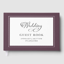 Elegant Wedding Calligraphy Guestbook Paarse Wine Gastenboek