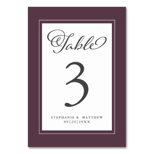 Elegant Wedding Calligraphy Paarse Chic Reception Kaart (Voorkant)