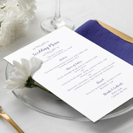 Elegant Wedding Calligraphy Periwinkle Blue Dinner Menu
