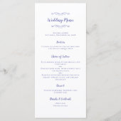 Elegant Wedding Calligraphy Periwinkle Blue Dinner Menu (Voorkant)