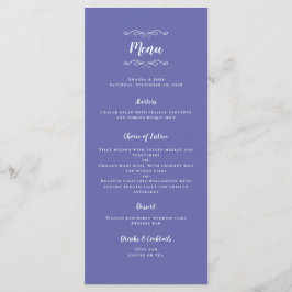 Elegant Wedding Calligraphy Trendy Periwinkle Blue Menu