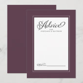 Elegant Wedding Cassis Paarse Pas getrouwd wenst a Advieskaart (Voorkant / Achterkant)