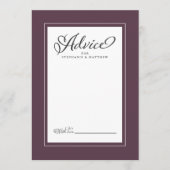 Elegant Wedding Cassis Paarse Pas getrouwd wenst a Advieskaart (Voorkant)