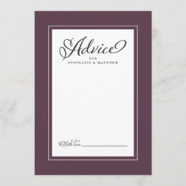 Elegant Wedding Cassis Paarse Pas getrouwd wenst a Advieskaart