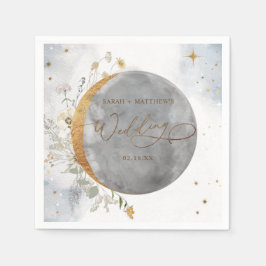 Elegant Wedding Celestial Moon en Stars Napkins Servet