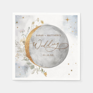 Elegant Wedding Celestial Moon en Stars Napkins Servet