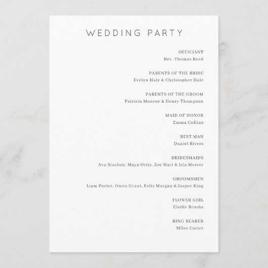 Elegant Wedding Ceremony Program Programmakaart (Achterkant)