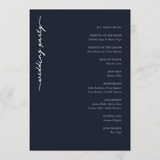 Elegant Wedding Ceremony Program Programmakaart (Achterkant)