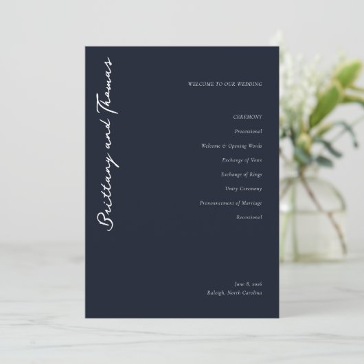 Elegant Wedding Ceremony Program Programmakaart (Staand voorkant)