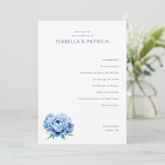 Elegant Wedding Ceremony Program Programmakaart (Staand voorkant)