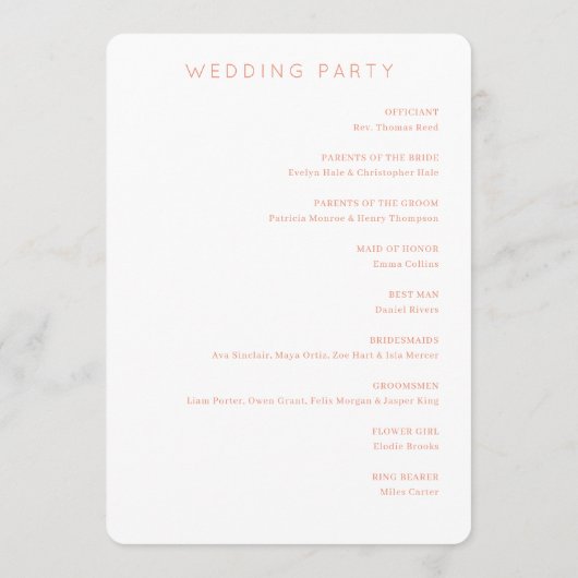 Elegant Wedding Ceremony Program Programmakaart (Achterkant)