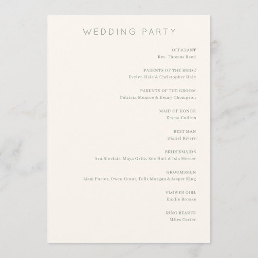 Elegant Wedding Ceremony Program Programmakaart (Achterkant)