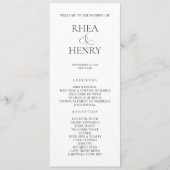 Elegant Wedding Ceremony & Reception Program  Programmakaart (Voorkant)