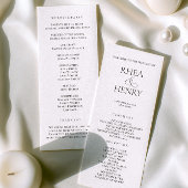 Elegant Wedding Ceremony & Reception Program  Programmakaart