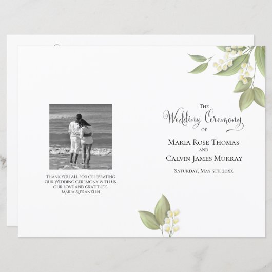 Elegant Wedding Ceremony Sage Greenery Foliage (Voorkant / Achterkant)