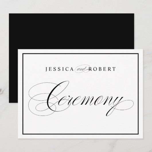 Elegant Wedding Ceremony Sign Black Border (Voorkant / Achterkant)