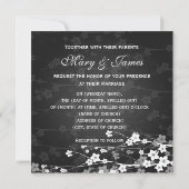 Elegant Wedding Cherry Blossom Black Kaart (Achterkant)