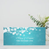 Elegant Wedding Cherry Blossom Blue Kaart (Staand voorkant)