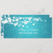 Elegant Wedding Cherry Blossom Blue Kaart (Voorkant / Achterkant)