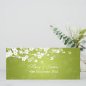 Elegant Wedding Cherry Blossom Lime Green Kaart (Staand voorkant)