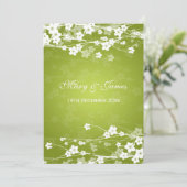Elegant Wedding Cherry Blossom Lime Green Kaart (Staand voorkant)