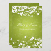 Elegant Wedding Cherry Blossom Lime Green Kaart (Voorkant / Achterkant)