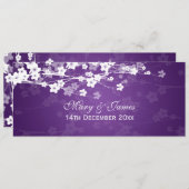 Elegant Wedding Cherry Blossom Paars Kaart (Voorkant / Achterkant)