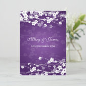 Elegant Wedding Cherry Blossom Paars Kaart (Staand voorkant)