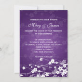Elegant Wedding Cherry Blossom Paars Kaart (Achterkant)