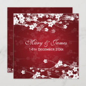Elegant Wedding Cherry Blossom Red Kaart (Voorkant / Achterkant)
