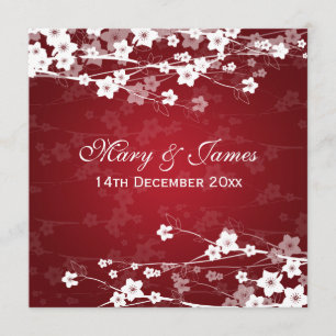Elegant Wedding Cherry Blossom Red Kaart
