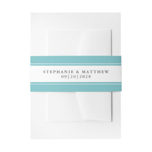 Elegant Wedding Chic Aqua Blue Green Border Uitnodigingen Wikkel