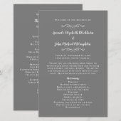 Elegant Wedding Chic Gray Modern Ceremony Programm (Voorkant / Achterkant)