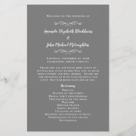 Elegant Wedding Chic Gray Modern Ceremony Programm