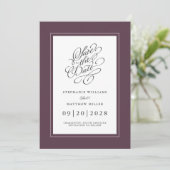 Elegant Wedding Chic Trendy Script Moody Paars Save The Date (Staand voorkant)