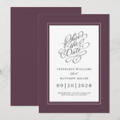 Elegant Wedding Chic Trendy Script Moody Paars Save The Date (Voorkant / Achterkant)
