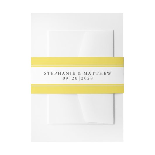 Elegant Wedding Chic Trendy Yellow Border Uitnodigingen Wikkel (Voorkant Voorbeeld)