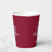 Elegant Wedding Classic Monogram & Names Burgundy Papieren Bekers (Rechts)