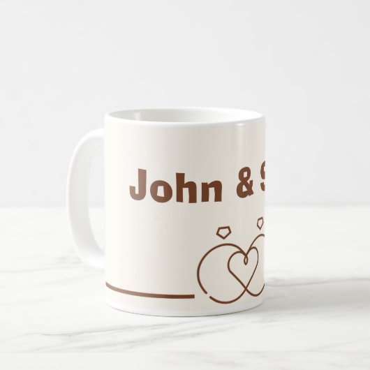 Elegant Wedding Coffee Mug – Unique Design Koffiemok (Voorkant links)