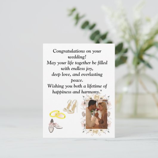 Elegant Wedding Congratulations Card | Romantic Fl Briefkaart (Staand voorkant)