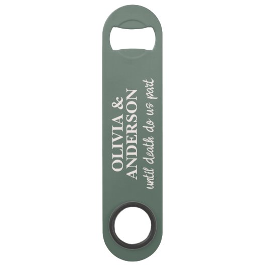 Elegant Wedding Couple Name Green Ivory Color Speed Flessenopener (Voorkant)