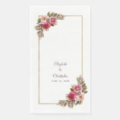 Elegant Wedding Couple Waterverf Floral Dinner Servet (Voorkant)