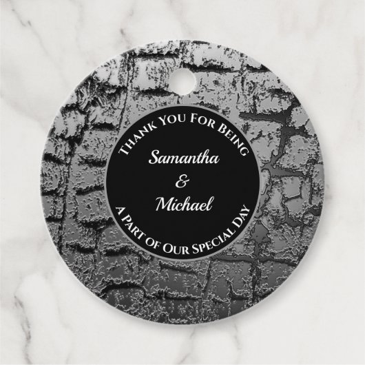 Elegant Wedding Crackled Silver Guest Dank je Bedankjes Labels (Voorkant)