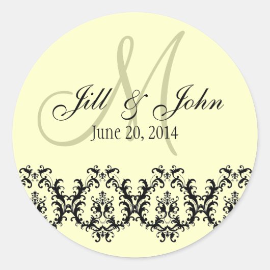 Elegant Wedding Cream Monogram Save the Date Ronde Sticker (Voorkant)